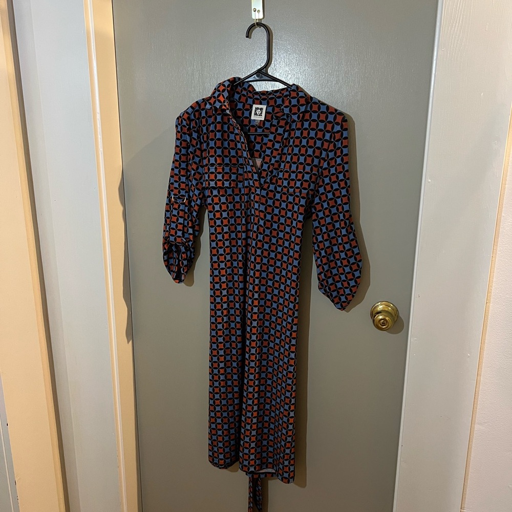 Anne Klein Purple Sheath Dress with Notched Collar